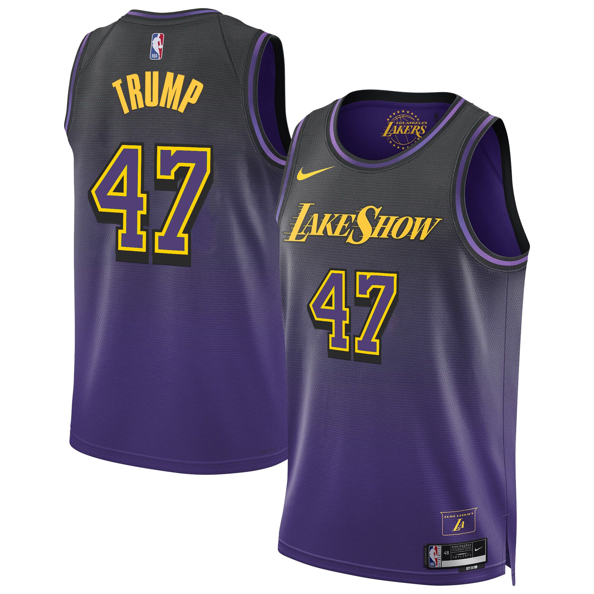 Men Los Angeles Lakers #47 Trump Purple 2025 Nike Swingman NBA Jersey